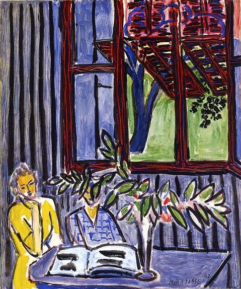 Blue Interior with Two Girls